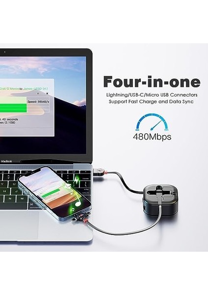 Çoklu Şarj Kablosu 4.5A, 4ft Çok Hızlı Şarj Kablosu Geri Çekilebilir USB Kablosu 3'ü 1 Arada Çoklu Şarj Senkronizasyon Kablosu Yıldırım/tip C/mikro USB Bağlantı Noktaları, modelleri