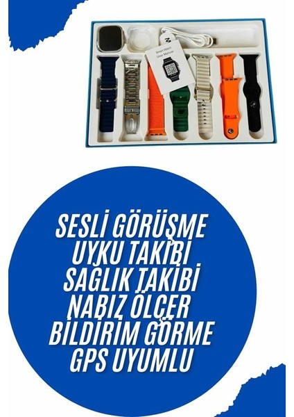 Akıllı Saat 7 Kordon Hediyeli Takvim Alarm Nabız Ölçer Bildirim Görme Sesli G? - ?61?15E2-5G8