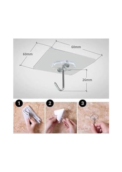 Süper Güçlü Yapışkanlı Suya Dayanıklı Şeffaf Askı 5li Set Yeniden Kullanılabilir Kancalar Gri modelleri