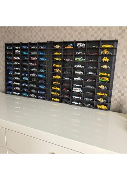 Ölçek Oyuncak Hobi 100 Araçlık Set Model Oyuncak Araba Rafı-Siyah modelleri