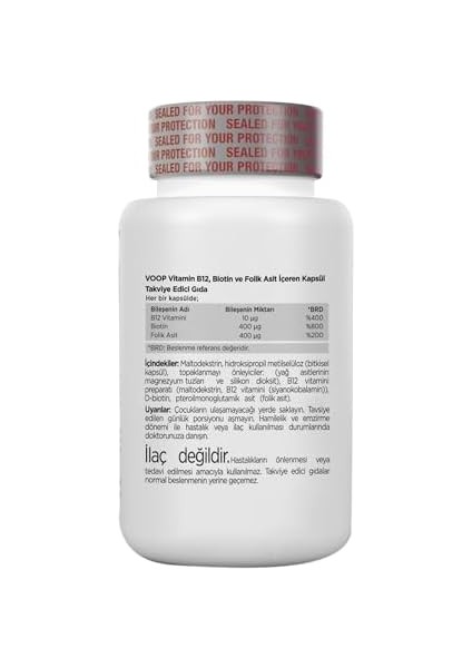 Voop Vitamin B12, Biotin ve Folik Asit Içeren Takviye Edici Gıda 60 Kapsül modelleri