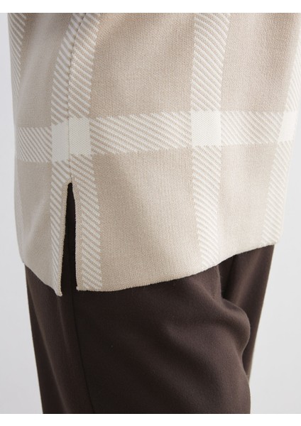 Yeni Sezon Bisiklet Yaka Ekose Kadın Triko Kazak modelleri