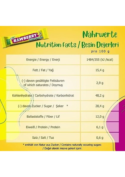 Rawberry Muzlu Çocuk Barı Ilave Şekersiz Vegan Glutensiz (Kutuda 15 Adet) fiyatları