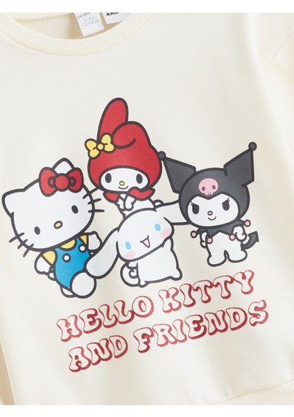 Yeni Sezon Bisiklet Yaka Hello Kitty Baskılı Kız Çocuk Sweatshirt fırsatları