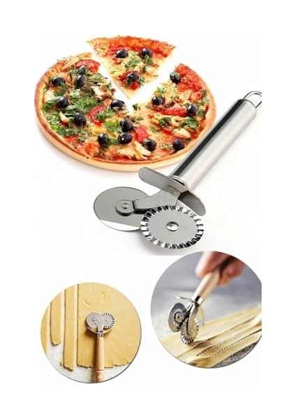 Life Çift Başlıklı Paslanmaz Çelik Pizza Mantı Hamur Kesme Bıçağı MIT1112 fiyatları