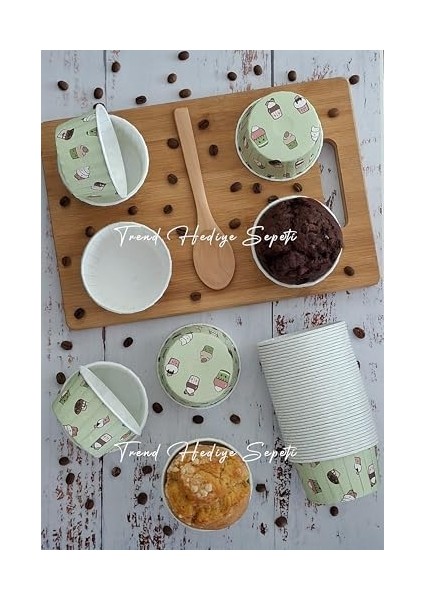 Muffin Kalıbı Büyük Boy Xl Mint Yeşili Dondurma Desenli Kek Kapsülü 50'li modelleri