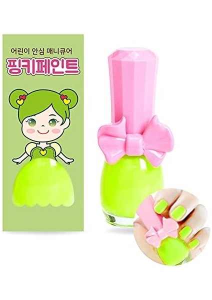 Pinky Cosmetic I'm Pinky Kids Nail Paint Neon Green Çocuklar Için Soyulabilir Oje