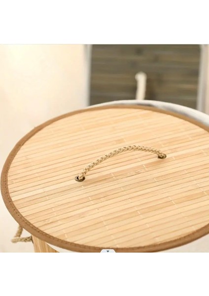 El Yapımı Hasır Katlanır Çamaşır Sepeti Yuvarlak 55 Litre (35CM*35CM*61CM), Malzemeden Üretilmiş Çamaşırlık ( ) modelleri