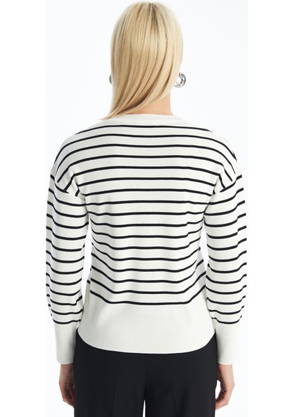 Yeni Sezon Bisiklet Yaka Çizgili Uzun Kollu Kadın Triko Kazak fırsatları