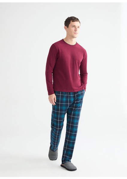 Yeni Sezon Standart Kalıp Ekose Erkek Pijama Alt