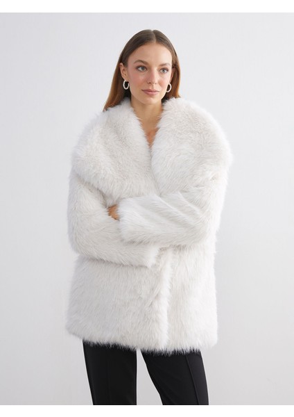 Yeni Sezon Ceket Yaka Oversize Kadın Kürk Mont