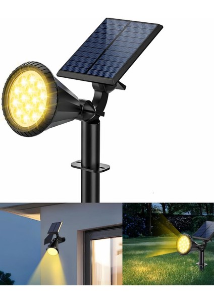 Gün Işığı18 LED Spot Güneş Enerjili Bahçe Aydınlatma Lambası, Fotoselli, Spike, 18W Su Geçirmez Dış Mekan Solar Lamba, Ağaç,, Havuz, Duvar ve Zemin Montajına Uygundur 42 cm