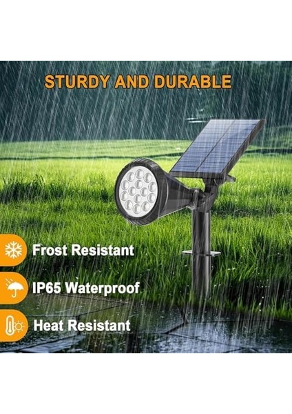 Gün Işığı18 LED Spot Güneş Enerjili Bahçe Aydınlatma Lambası, Fotoselli, Spike, 18W Su Geçirmez Dış Mekan Solar Lamba, Ağaç,, Havuz, Duvar ve Zemin Montajına Uygundur 42 cm modelleri