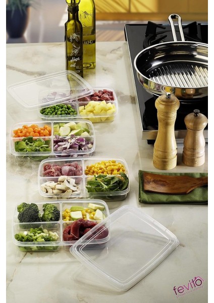 Mikrodalga ve Difrizde Kullanılabilen Saklama Kabı Seti 4'lü Beyaz S-411