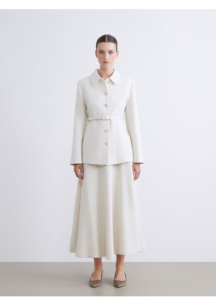 Yeni Sezon Beli Fermuarlı Dokulu Kloş Etek fiyatları