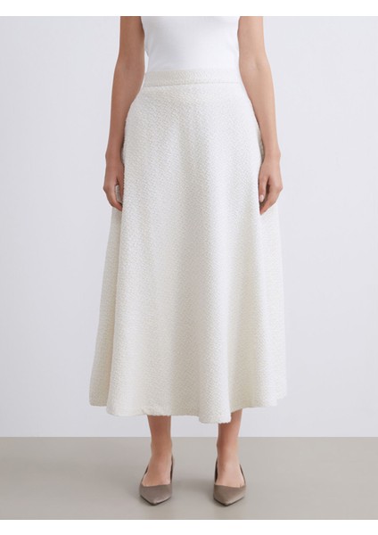 Yeni Sezon Beli Fermuarlı Dokulu Kloş Etek modelleri