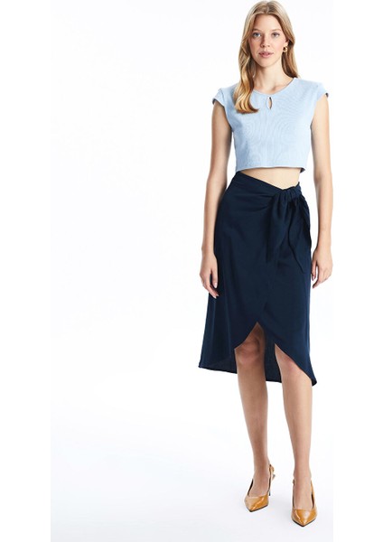 Yeni Sezon Bisiklet Yaka Dokulu Crop Kadın Tişört fiyatları