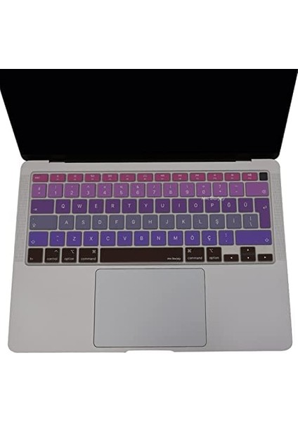 MacBook Klavye Koruyucu Ultra Ince Türkçe Q Baskılı Uk-Ters L- Enter Tipi Air M1 13INÇ A2337,A2179 Id Uyumlu, Kaymaz Yıkanabilir Pembe Mavi modelleri
