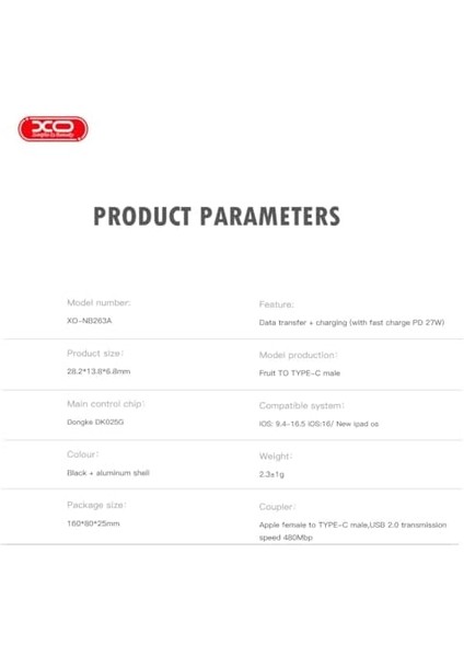 Xo Is Beauty Usb-C To Lightning Dönüştürücü Adaptör NB263A, 27W Hızlı Şarj, Veri Aktarımı, Siyah fiyatları