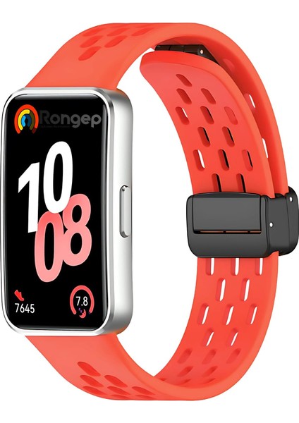 Band 10-9-8 ile Uyumlu Delikli Tasarım Air Loop Silikon Kordon Manyetik Toka Mekanizmalı Nefes Alabilirlik Sağlayan Deformasyona Karşı Dayanıklı Yumuşak Saat Kayışı