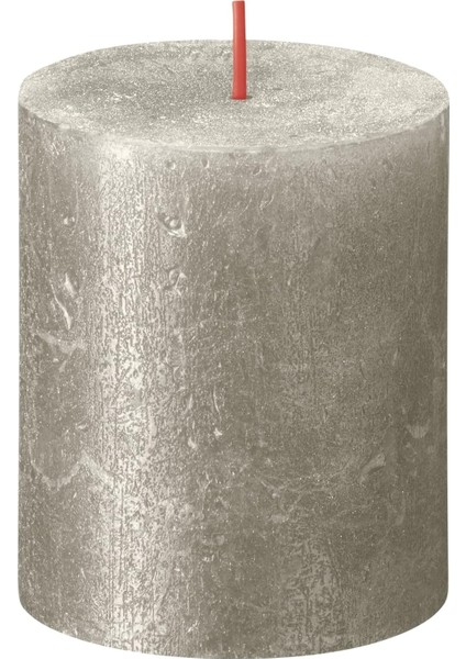 Blok Sütun Mum - Şampanya - Parıltılı - 35 Saat Uzun Yanma Süresi - Ev Mumları - Iç Dekorasyon - Kokusuz - Vegan Mum - Yağı Yok - 80 x 68 mm