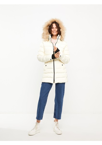 Yeni Sezon Kadın Kapüşonlu Düz Şişme Mont