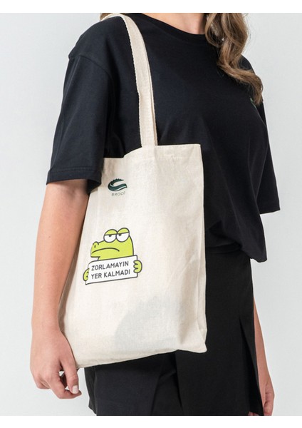 Zorlamayın Yek Kalmadı %100 Pamuk Baskılı Bez Çanta 35 x 40 fiyatları