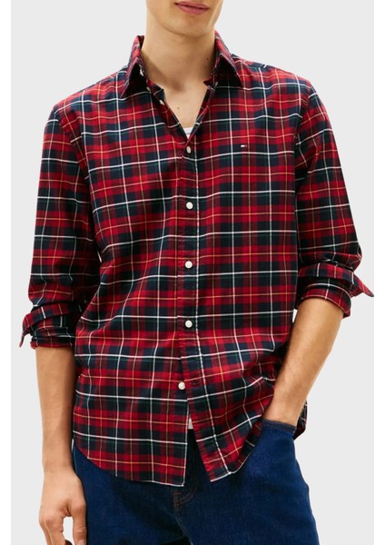 Pamuklu Regular Fit Uzun Kollu Ekoseli Gömlek Erkek Gömlek MW0MW41494 0qj