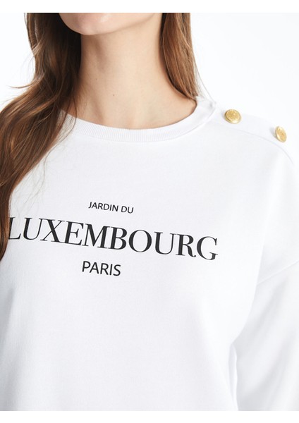 Yeni Sezon Bisiklet Yaka Baskılı Kadın Kalın Sweatshirt Tunik modelleri