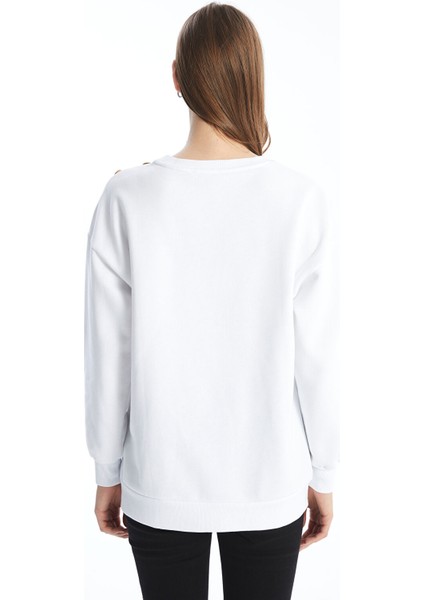 Yeni Sezon Bisiklet Yaka Baskılı Kadın Kalın Sweatshirt Tunik fırsatları