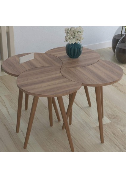 Orta Sehpa Dörtlü Zigon Ahşap Ayaklı - Atlantik Çam