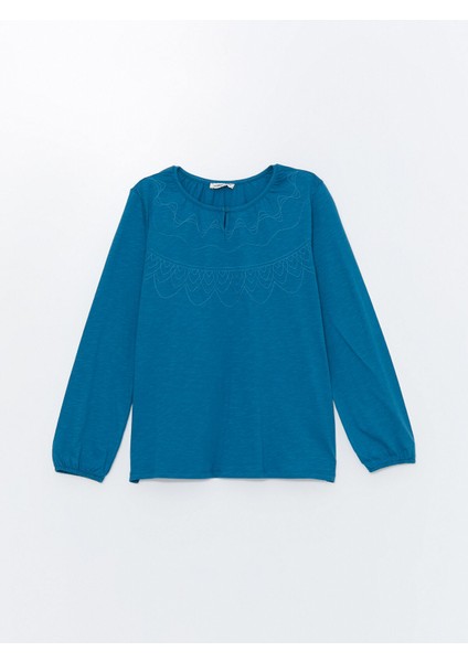 Yeni Sezon Bisiklet Yaka Nakışlı Kadın Bluz indirimleri