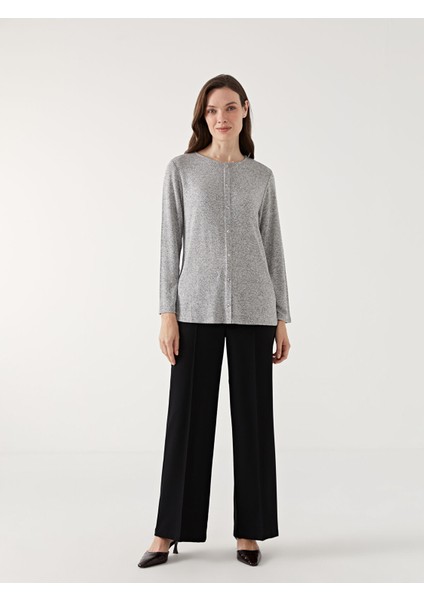 Yeni Sezon Bisiklet Yaka Taşlı Kadın Bluz modelleri