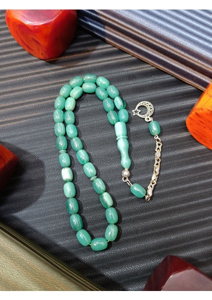 Sıkma Kehribar Tesbih – Turkuaz Renk, Kapsül Kesim fiyatları