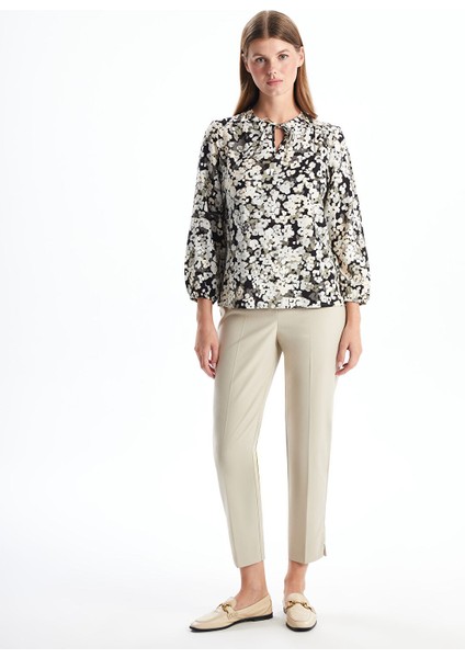 Yeni Sezon Bağlamalı Yaka Desenli Uzun Kollu Kadın Bluz fiyatları