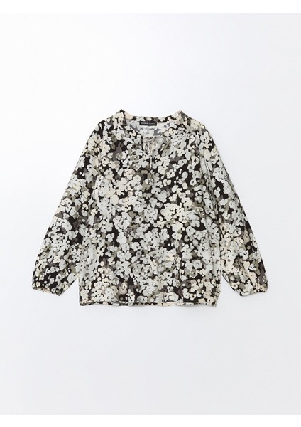 Yeni Sezon Bağlamalı Yaka Desenli Uzun Kollu Kadın Bluz indirimleri