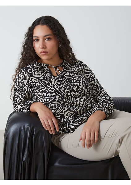 Yeni Sezon Bağlamalı Yaka Desenli Kadın Bluz fiyatları