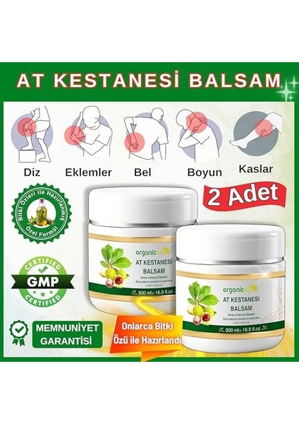 Organicsun At Kestanesi Balsamı Jeli 500 ml x 2 Adet Kas ve Eklem Besleyici Masaj Kremi