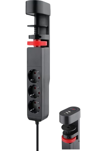 Korumalı Priz Masa Kenarı Ayarlanabilir 3 Priz + 2 USB + 1 Type C Girişli Priz Ftr-19