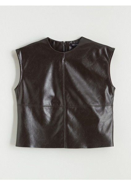 Yeni Sezon Bisiklet Yaka Deri Görünümlü Bluz indirimleri