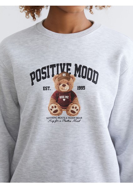 Yeni Sezon Ayı Teddy Baskılı Oversize Kadın Kalın Sweatshirt modelleri