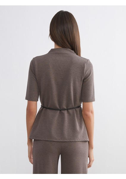 Yeni Sezon Dik Yaka Beli Kemerli Bluz fırsatları