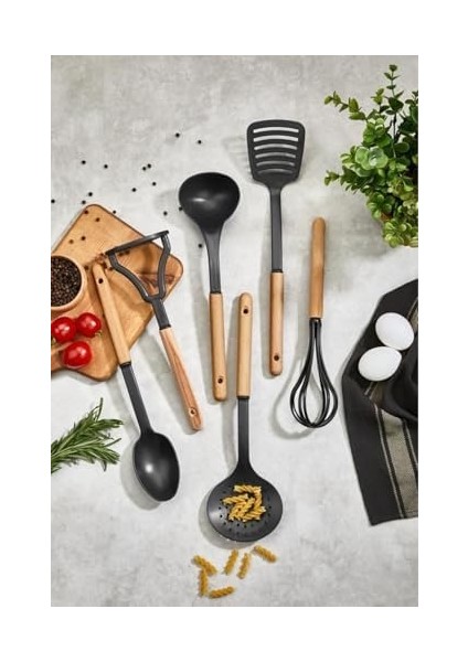 Life 6 Adet Ahşap Saplı Plastik Teflon Siyah Servis Seti MIT1141 fiyatları