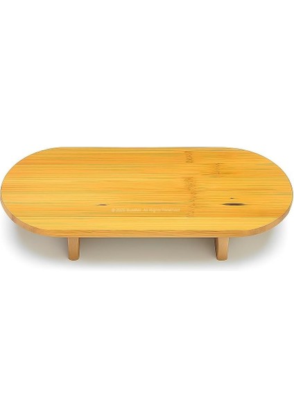 Ayaklı Oval Bambu Sunumluk Ahşap Servis Tabağı Modern Şık Sunum Tepsisi Kahvaltı Peynir Meze Pasta Kek Sunum Mutfak Masaüstü Organizer (40X17)