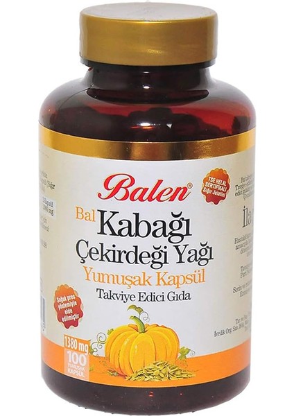 Balen Bal Kabağı Çekirdeği Yağı Yumuşak Kapsül 1380MG*100 1 Paket(1 x 1000 G)