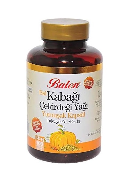 Balen Bal Kabağı Çekirdeği Yağı Yumuşak Kapsül 1380MG*100 1 Paket(1 x 1000 G) fiyatları