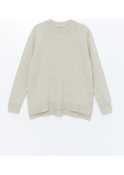 Yeni Sezon Bisiklet Yaka Işlemeli Kadın Triko Kazak indirimleri