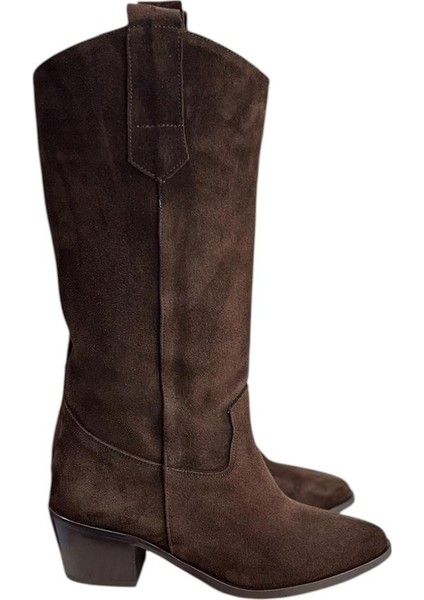 Kahve Hakiki Süet Western Çizme