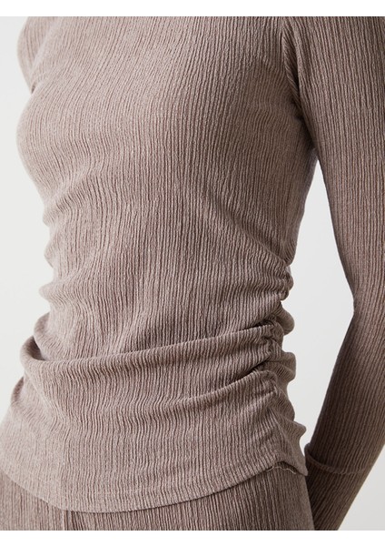 Yeni Sezon Bisiklet Yaka Dokulu Kadın Bluz modelleri