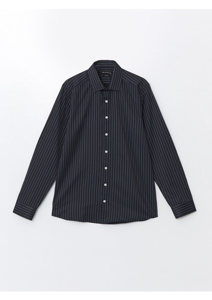 Yeni Sezon Slim Fit Uzun Kollu Çizgili Gabardin Erkek Gömlek indirimleri